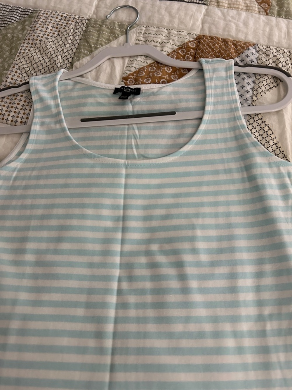 Talbots Aqua and White Striped Scoop Neck Tank - Picture 8 of 8